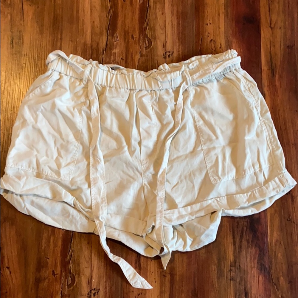 Aerie | Cream High Waist Paper Bag Tie Shorts